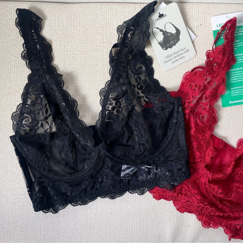 NWT Leonisa Milan Lace Underwire Bralette Duo